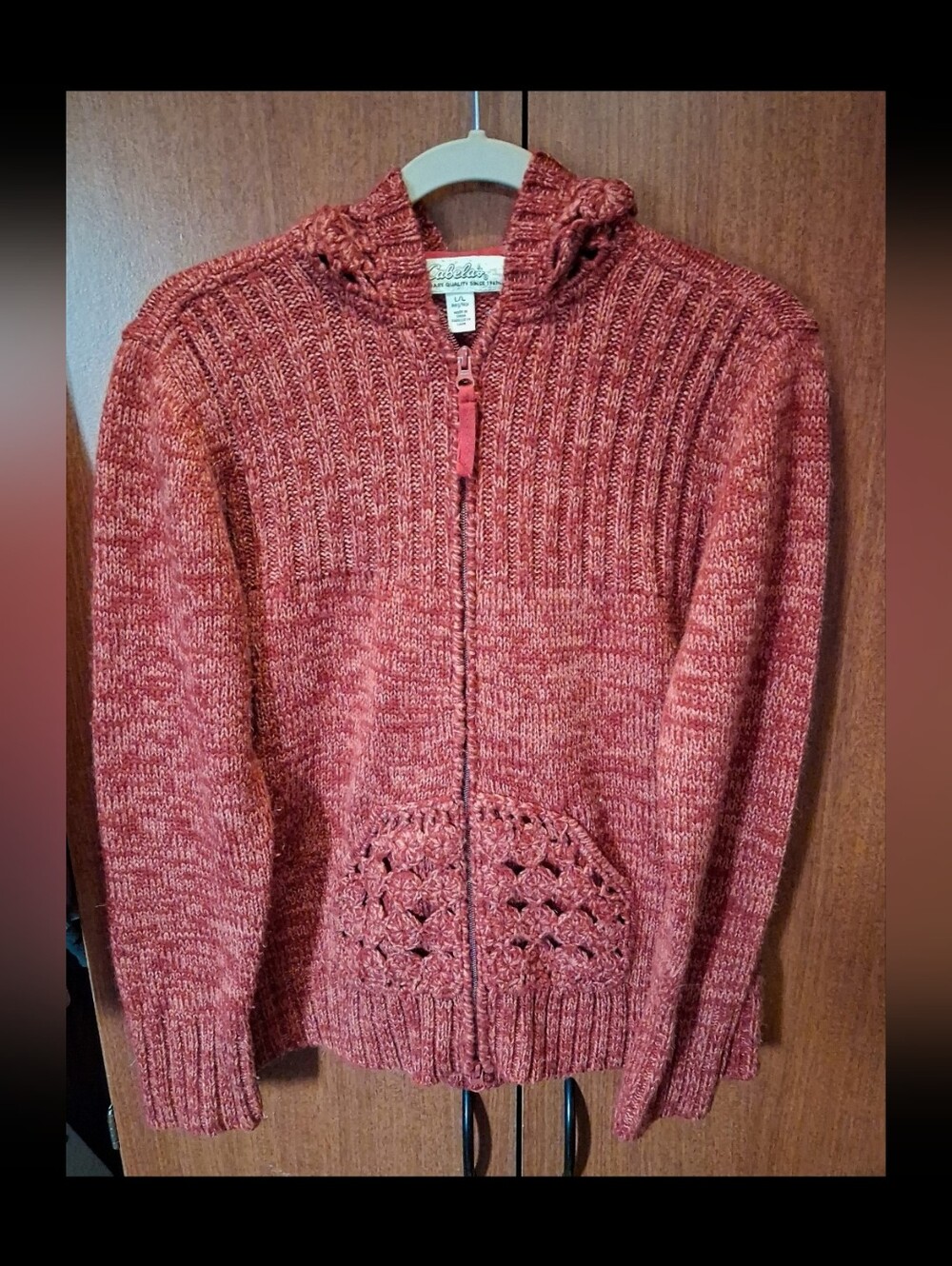 CABELA'S Knit Zip Up Hooded Sweater Size L